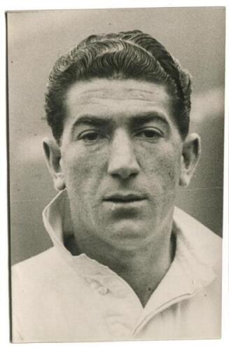 Colin Chad Lyman. Tottenham Hotspur 1937-1945. Mono real photograph of Lyman, head and shoulders, in Spurs shirt. Photograph by Universal Pictorial Press of London. Label to back of photograph with date 'November 1937'. 4&quot;x6&quot;. Good condition. A