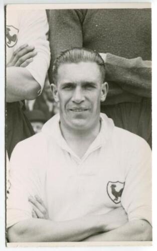 William Whatley. Tottenham Hotspur 1932-1939. Mono postcard size real photograph of Whatley, head and shoulders, in Spurs shirt. Photograph by A. Wilkes &amp; Son of West Bromwich, dated '1938'. 4&quot;x6&quot;. Good condition. A rarer photograph - footb