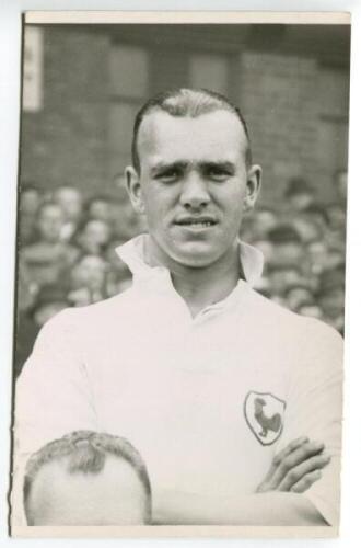 Albert Edward Page. Tottenham Hotspur 1936-1945. Mono postcard size real photograph of Page, head and shoulders, in Spurs shirt. Photograph by A. Wilkes &amp; Son of West Bromwich, dated '1938'. Good condition. A rarer photograph - footballIn 1936, Page, 