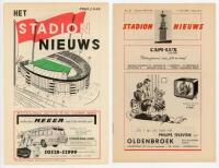 Tottenham Hotspur. 'Double winning season' 1960/61. Two away European match friendlies v S.C. Feyenoord, played in Rotterdam, on the 15th May 1961 and v Amsterdam Select XI, played in Amsterdam, on 17th May 1961. Both programmes in excellent condition wit