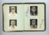Autograph book early 1920s. Small autograph album comprising twenty nine real photograph cigarette cards laid down to pages, including Godfrey Phillips and J.E. Pattreiouex series. Seven cards are signed in ink to the photograph by the featured players. S - 13