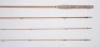 A Hardy “Hololite" 3 piece (2 tips) cane trout fly rod, 8’, gold/black tipped silk wraps, gold inter-whippings, gold anodised sliding alloy reel fitting, suction joints, cork handle with wear, 1959, in bag