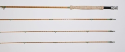 A Hardy “Crown Houghton" 3 piece (2 tips) cane trout fly rod, 10’, green silk inter-whipped, alloy screw grip reel fitting, reversible butt spear, lockfast joints, 1959, light use only, in bag
