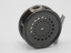 A Hardy Perfect 3 1/8" trout fly reel, ebonite handle, alloy foot, white agate line guide (no cracks), milled rim tension screw and dual compensating check mechanism, raised spindle boss to faceplate, little used condition, in zip case - 2