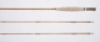 A fine Pezon et Michel “Parabolic Royale Super" 2 piece (2 tips) cane brook trout fly rod, 7’9", #5, tan/black tipped silk wraps, wooden reel seat and alloy screw grip fitting, staggered ferrule, suction joint, little used condition, in bag and alloy tube