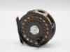 A good Hardy St George 3" trout fly reel, ebonite handle, ribbed brass foot, white agate line guide (no cracks), three screw spring drum latch, milled rim tension screw and Mk.II check mechanism, only very light signs of wear to lead finish, 1930’s (see 