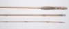 A Hardy “Hollolight" 3 piece cane trout fly rod, 8’6", gold/black tipped silk wraps, gold inter-whippings, anodised sliding reel fitting, suction joints, 1960, in bag