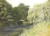 Searl John: River Stour at Canford, oil on canvas, signed, in gilt frame, image 13 1/2" x 17 1/2"