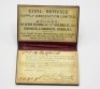 F.M. Halford’s C.S.S.A. membership card, the red rexine folding booklet with gilt stamped company emblem to cover, interior with two applied printed panels detailing the Civil Service Supply Assoc. address details and rules of use, ink signed F.M. Halford - 2