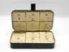 F.M.H.’s black japanned rectangular mayfly box, cream painted interior fitted twelve lidded compartments, each with drop ring handle, outer case with oval cream painted central panel and clip lock, probably made by Malloch’s of Perth and pre-dating the Ha - 2