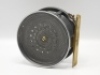 A Hardy Brass Faced Perfect 4 1/2" salmon fly reel, domed ivorine handle, brass foot, strapped rim tension screw with Turk’s head locking nut and early calliper spring check mechanism, slightly dished drum with four rim cusps and milled nickel silver loc - 2