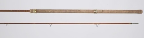 A Davenport & Fordham “Richard Walker Mk.IV Carp" 2 piece cane carp rod, 10’, light tan silk wraps, sliding gilt alloy reel fittings, suction joint, in bag