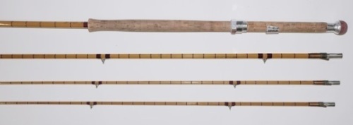 A Hardy “Wye" 3 piece (2 tips) cane salmon fly rod, 13’6", #10, crimson silk inter-whipped, sliding alloy screw grip reel fitting, lockfast joints, 1965, in bag