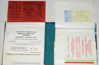 Official match tickets and passes 1968-2004. Album comprising one hundred official match tickets and ground passes for Test, tour and County matches, some overseas. Earlier tickets include England v Australia, Lord's 1968, Gillette Cup third round, Lord's