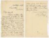 Alfred Lawson Ford to Alfred J. Gaston, cricket follower, writer and collector. Two page handwritten letter in ink to Gaston from Alfred Lawson Ford, dated '13/10/[18]94', originally from Gaston's own collection. Ford is returning loaned 'firework photos'