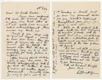 Charles Pratt Green. Cricket collector and wine merchant. Two page handwritten letter from Pratt Green to Weston dated '18th July', year unknown. He opens with an apology, 'I have been confined to the house for several days', and continues expressing his 