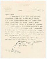 J.W. Goldman, cricket author and collector. Single page typed letter written to George Neville Weston. The letter dated 16th June 1936 on Isadore Goldman & Son, Solicitors, headed paper. Goldman thanks Weston for his letter and is 'extremely interested wi