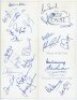 Signed menus 1996-2005. Four official menus. 'Menu of the Day' for the fourth Test, England v India, The Oval, 5th September 2002. Nicely signed in ink to the inside and outside by thirty six attendees including John Edrich, Tom Graveney, Alec Bedser, Pat