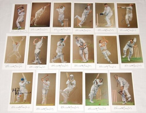 Kenneth Taylor. Yorkshire & England 1953-1968. Blue file comprising a good selection of ephemera relating to Taylor's cricket career and later as a professional artist. Contents comprise over sixty mainly postcard size colour prints of cards reproduced fr