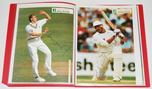 Signed magazine cuttings 1980s/1990s. Three files comprising over one hundred signatures of cricketers with good South Africa coverage, also England Test and County players. A good number are signed to 'Cricketer of the Month' magazine page extracts. Sout