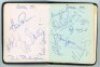 County and Sri Lanka signatures 1975. Small autograph album comprising good signatures in ink of all seventeen first-class counties for 1975. Each county signed to two facing pages, with pages signed back to back. Counties are Sussex (12 signatures), Lanc
