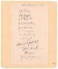 Northamptonshire C.C.C. 1925. Large album page laid down to slightly larger album page, nicely signed in ink by twelve members of the 1925 Northamptonshire team. Signatures are Fitzroy (Captain), P.A. Wright, Bagnall, Woolley, Murdin, Walden, Bellamy, R.L