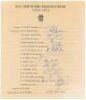 M.C.C. tour to India, Pakistan & Ceylon 1972/73. Official autograph sheet signed by all sixteen playing members of the M.C.C. touring party. Signatures are Lewis (Captain), Denness, Amiss, Arnold, Birkenshaw, Cottam, Fletcher, Gifford, Greig, Knott, Old, 