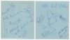 India Young Cricketers tour to England 1981. Two album pages nicely signed in blue ink by thirteen members of the Indian touring party, with each player's name annotated in pencil below the signature. Signatures include Maninder Singh, Rajesh Dani, Carlto