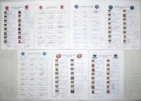 South and south-west county autograph sheets 2010 and 2011. Thirteen unofficial autograph sheets of county teams. Teams are Essex 2010 (20 signatures), 2011 (23), Middlesex 2011 (17), Glamorgan 2010 (17), 2011 (22), Hampshire 2010 (15), 2011 (17), Kent 20