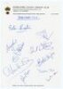 Derbyshire C.C.C. 1981. Page on Derbyshire C.C.C. official letterhead nicely signed in ink by ten members of the 1981 Derbyshire team. Signatures include Barry Wood, Peter Kirsten, Geoff Miller, Stephen Oldham, David Steele, Alan Hill, Bob Taylor, John Mo