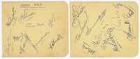 Essex C.C.C. c.1958. Two album pages, one titled 'Essex C.C.C.', comprising nineteen signatures. Essex signatures include Doug Insole (Captain), Trevor Bailey, Gordon Barker, Barry Knight, Bill Greensmith etc. Other signatures are Don Shepherd, Bernard He