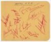 Nottinghamshire and Kent 1959. Album page signed on one side in red ink by eleven Nottinghamshire players. Signatures include Simpson, Davison, Millman, Hill, Jepson, Morgan, Springall etc. Also signed in ink to verso by ten Kent players including Ridgway