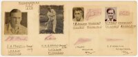 Worcestershire, Gloucestershire and Surrey 1930s-1960s. A selection of album pages comprising signatures in ink and pencil of County players, some signed to the pages, others on pieces laid down. The majority of pages signed back to back. Signatures inclu