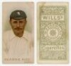 Wills's Cigarettes 'Cricketers'. W.D. & H.O. Wills, Bristol & London, 1896. Individual card from the series of fifty, of Alec Hearne, Kent. Minor staining, otherwise in good/ very good condition - cricket