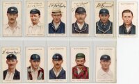 W.D. & H.O. Wills 'Cricketers' 1908. Full set of fifty numbered cards, all small 's' series with the exception of no. 5 L.C. Braund, two variants, one small 's' depicted without cap, the other large 's' with cap, also nos. 7 A.R. Warren, and 9 C.J.B. Wood