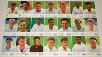 Cornhill Insurance signed collectors' cards. Forty four player cards, each signed by the featured player. Cards are Series E Atherton and DeFreitas. Series G Thorpe. Series I Atherton (2 different), Butcher, Caddick, Cork, Crawley, Croft, DeFreitas, Ealha