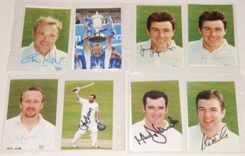 Sussex late 1990 onwards. Green file comprising seventy five colour player portrait photographs, all signed by the featured player with the exception of five. Signatures include Chris Adams, Tony Cottey, Mike Di Venuto, Alex Edwards, Kevin Innes, James Ki