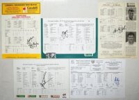 Australian and overseas notable performance scorecards 1989-2006. Ten scorecards including five signed by Australian Test cricketers. Signatures are Geoff Marsh (138) and Mark Taylor (219) opening partnership of 329, England v Australia, Trent Bridge 10th