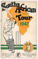 'South African Cricket Tour 1947'. Official souvenir brochure for the South African tour of England. Edited by A.W. Simpson. Pictorial covers. Fully signed in blue ink to inside pen pictures by all seventeen playing members of the touring party. Signature