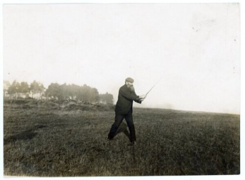 W.G. Grace. Original mono photograph of Grace playing golf early 1900s. Pencil annotation to verso, 'Golf at Sunningdale. Grace playing a shot. Photographer and date unknown but probably c.1905. 6"x4.25". VG - cricket