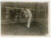 Surrey C.C.C. c.1905. Three original sepia photographs, each with ink annotation to verso, 'Opening of the cricket season, Surrey county trial match'. The images depicts a youthful Jack Hobbs walking out to bat with Tom Hayward, the Surrey XI taking the f - 5