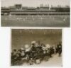 Oxford v Cambridge Varsity matches early 1900s. Two original mono press photographs of Varsity matches at Lord's, both depicting a match in progress, one with spectators in the foreground viewing the game from the top of a brake (carriage). Sold with a si