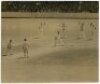 The Ashes. England v Australia 1953. Large original sepia press photograph from the fifth Test at The Oval, 15th- 19th August 1953, depicting the Australian fielders appealing (successfully) to dismiss Bill Edrich L.B.W. off the bowling of Ray Lindwall in