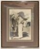 Don Bradman. Original 1930s mono photograph of Bradman wearing cricket attire and Australia cap, standing in conversation with two gentlemen, a marquee in the background. Very nicely signed in black ink to the photograph, 'Sincerely yours, Don Bradman'. P