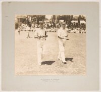 Maurice Allom, Cambridge University, Surrey & England 1926-1938. M.C.C. tour to South Africa 1930/31. Original large sepia photograph taken at the drawn second Test played at Newlands, Cape Town, 1st- 5th January 1931, from the tour on which Maurice Allom