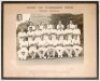 'Currie Cup Tournament 1958/59. Winners - Transvaal'. Official mono photograph of twenty team members seated and standing in rows in cricket attire with the trophy, and P. Heine inset to top left corner. Players featured who represented South Africa are W