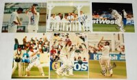England Test and county cricketers 1990s. Fifteen colour press photographs of England Test cricketers, each signed by the featured player, some multi-signed. Signatures include Watkinson, Tufnell, Martin, Fraser, DeFreitas, White, Smith, Lathwell, Alleyne
