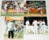 England Test and county cricketers 1980s-1990s. Six colour and nine mono original press photographs of England Test cricketers in match action, each signed by the featured player(s). Signatures are Hick, Gooch, J. Lever, Robinson, French, Moxon, Capel, At - 3