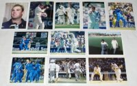 The Ashes. England tour to Australia 1997/98. A good selection of seventy original colour press photographs featuring England and Australian players in match action in Test, one day international and tour matches, press conferences, practising etc. Signat