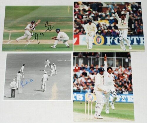 India and England Test cricketers 1980s-1990s. A good selection of over fifty colour and mono press photographs featuring Test and one day international series in India and England. Includes four signed by the featured player, signatures are Anil Kumble, 